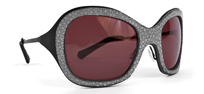 Lunettes de Soleil Ralph Vaessen corne et cuir galuchat The house of eyewear opticien paris